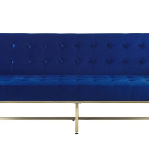 Sofas Beliani  | Velvet Sofa Bed Navy Blue Marstal