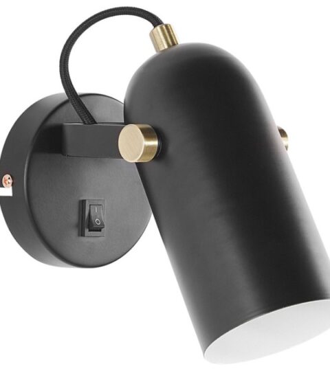 Lampen & Leuchten Beliani  | Wandleuchte Metall Schwarz / Gold Matt Rund Tyria