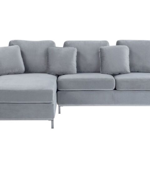 Sofas Beliani  | Right Hand Fabric Corner Sofa Light Grey Oslo