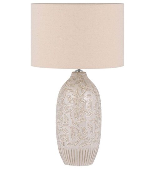 Lampen & Leuchten Beliani  | Tischlampe Keramik Beige 57 Cm Trommelform Salza