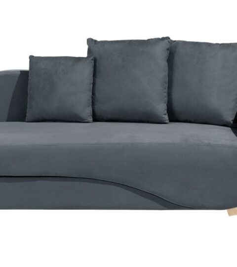 Sofas Beliani  | Right Hand Velvet Chaise Lounge With Storage Dark Grey Meri