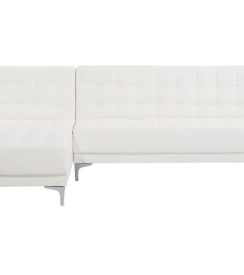 Sofas Beliani  | Right Hand Faux Leather Corner Sofa White Aberdeen