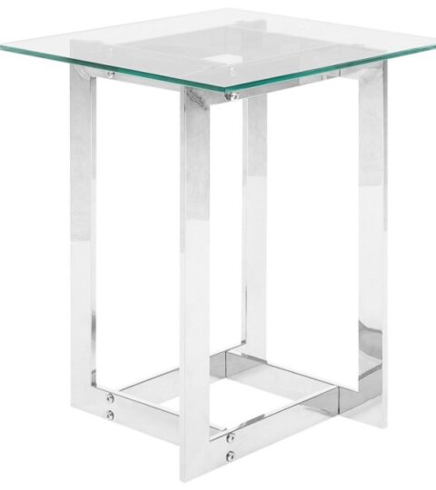 Tische Beliani  | Beistelltisch Glas Silber Quadratisch 40 X 40 Cm Crystal