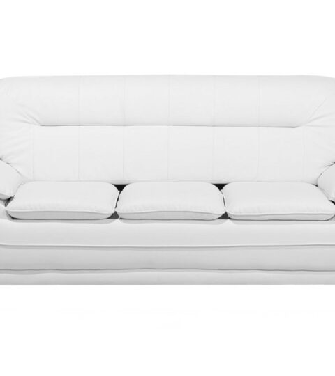 Sofas Beliani  | 3 Seater Faux Leather Sofa White Leira