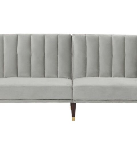 Sofas Beliani  | Velvet Sofa Bed Light Grey Vimmerby