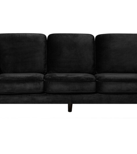 Sofas Beliani  | 3 Seater Velvet Sofa Black Lokka