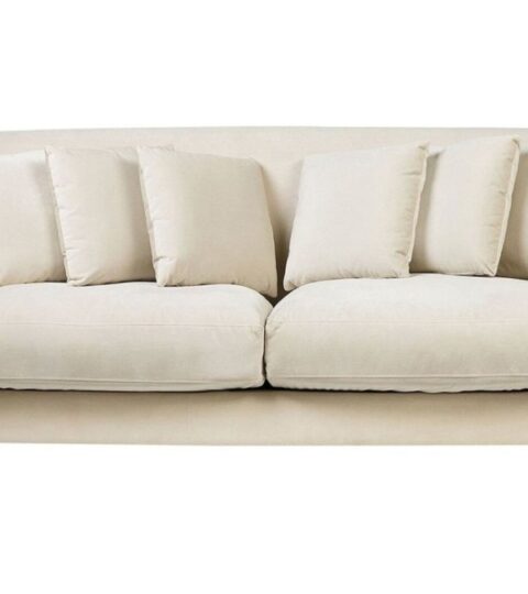 Sofas Beliani  | 3 Seater Velvet Sofa Off-White Eike