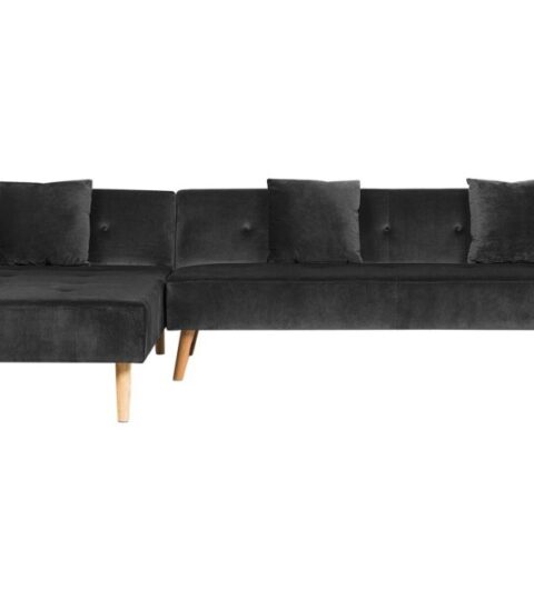 Sofas Beliani  | Right Hand Velvet Corner Sofa Bed Black Vadso