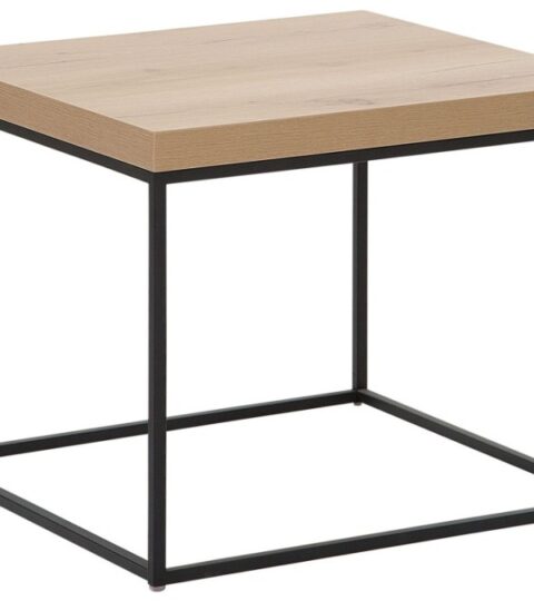 Tische Beliani  | Beistelltisch Heller Holzfarbton / Schwarz 60 X 60 X 50 Cm Delano