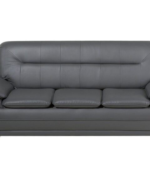 Sofas Beliani  | 3 Seater Faux Leather Sofa Grey Leira