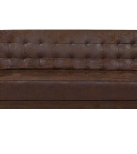 Sofas Beliani  | 3 Seater Faux Leather Sofa Bed Brown Aberdeen