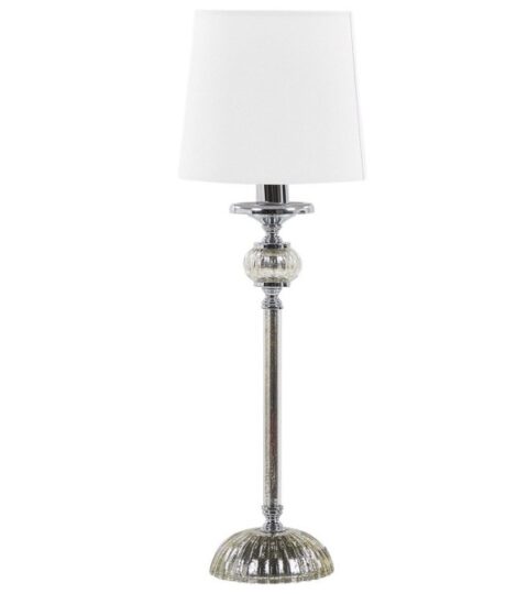 Lampen & Leuchten Beliani  | Tischlampe Weis / Silber 62 Cm Rund Kubena