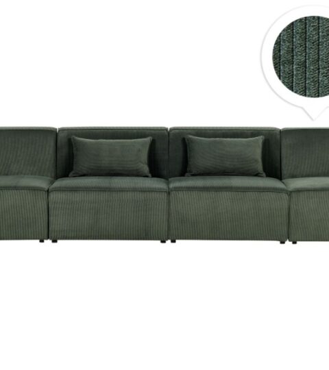 Sofas Beliani  | 4 Seater Modular Jumbo Cord Sofa Dark Green Lemvig