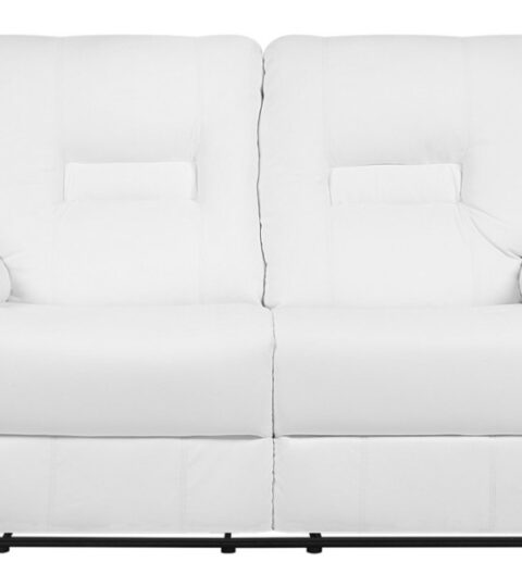 Sofas Beliani  | 2 Seater Faux Leather Manual Recliner Sofa White Bergen