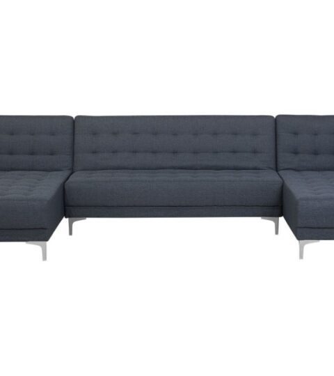 Sofas Beliani  | 5 Seater U-Shaped Modular Fabric Sofa Dark Grey Aberdeen