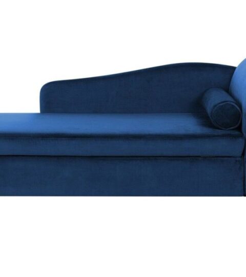 Sofas Beliani  | Right Hand Velvet Chaise Lounge Navy Blue Luiro