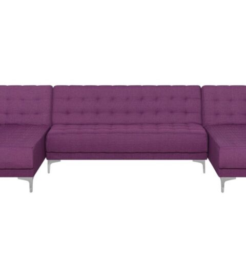 Sofas Beliani  | 5 Seater U-Shaped Modular Fabric Sofa Purple Aberdeen