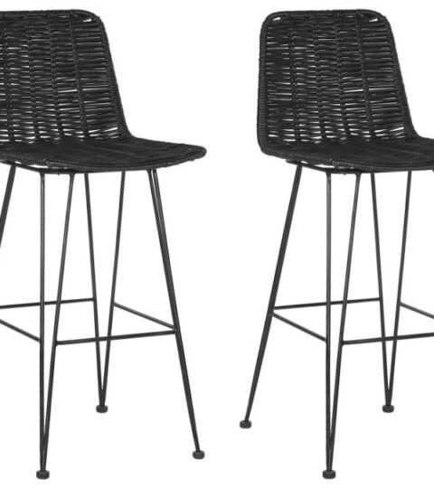 Stuhle Beliani  | Barhocker Rattan Schwarz 2Er Set Cassita