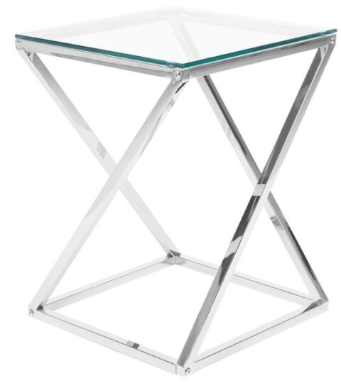 Tische Beliani  | Beistelltisch Glas Silber Quadratisch 40 X 40 Cm Beverly