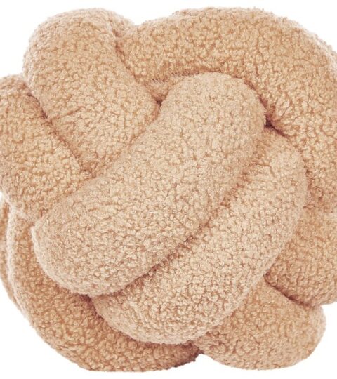 Heimtextilien Beliani  | Boucle Knoten Kissen Beige 19 X 19 Cm Malni