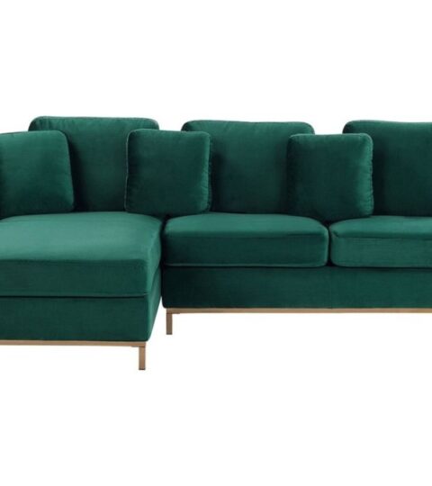 Sofas Beliani  | Right Hand Velvet Corner Sofa Emerald Green Oslo