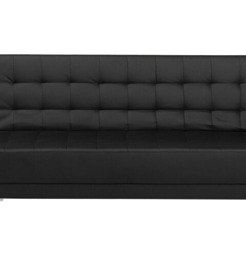 Sofas Beliani  | 3 Seater Faux Leather Sofa Bed Black Aberdeen