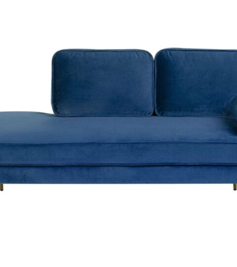 Sofas Beliani  | Right Hand Velvet Chaise Lounge Navy Blue Miramas