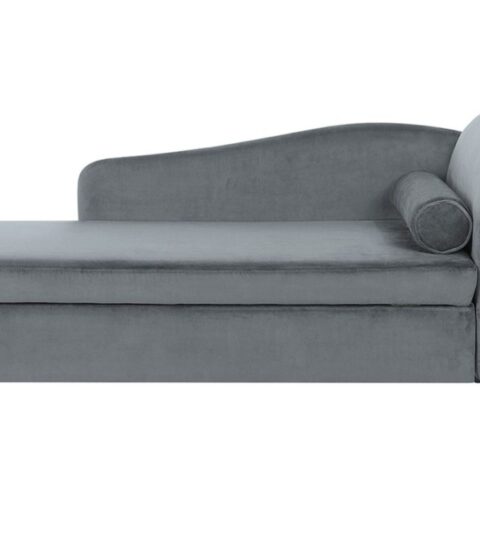 Sofas Beliani  | Right Hand Velvet Chaise Lounge Light Grey Luiro