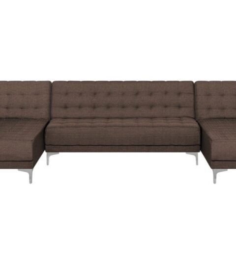 Sofas Beliani  | 5 Seater U-Shaped Modular Fabric Sofa Brown Aberdeen