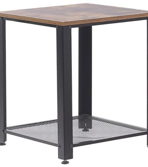 Tische Beliani  | Beistelltisch Dunkler Holzfarbton / Schwarz Quadratisch 45 X 45 Cm Aston