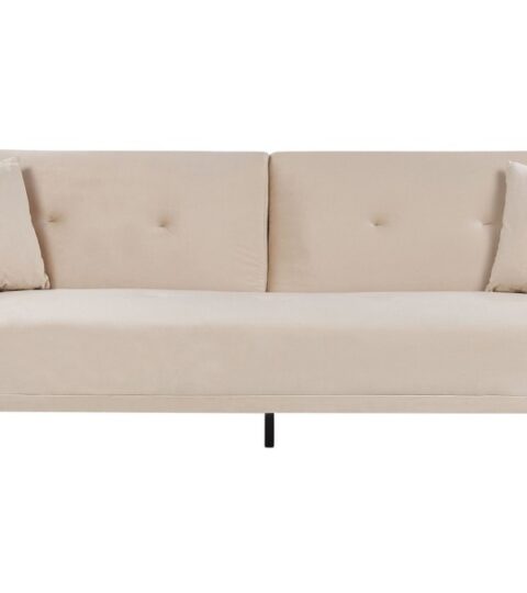 Sofas Beliani  | Velvet Sofa Bed Beige Lucan