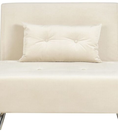 Sofas Beliani  | Velvet Single Sofa Bed Cream Farris