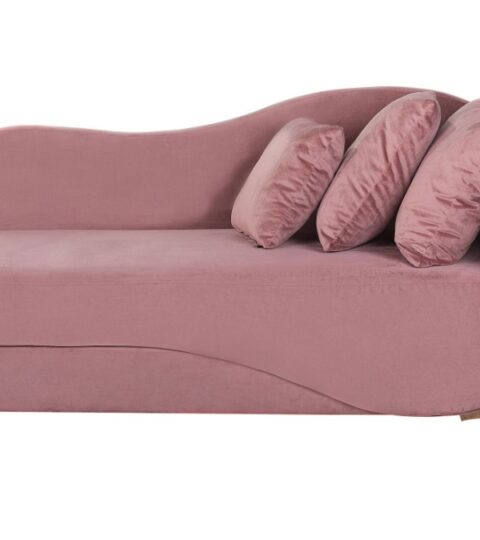 Sofas Beliani  | Right Hand Velvet Chaise Lounge With Storage Pink Meri