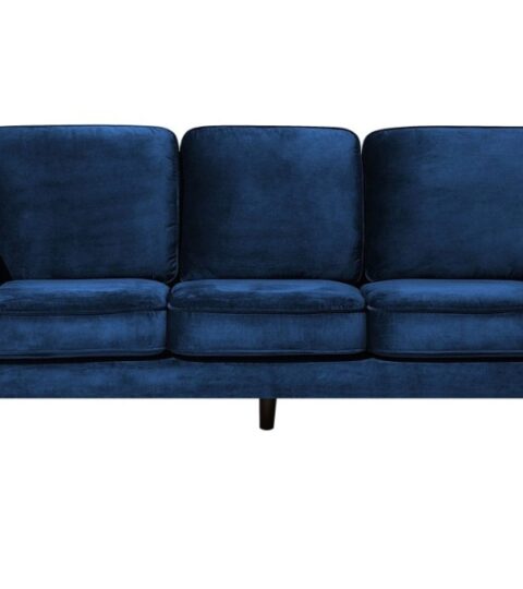 Sofas Beliani  | 3 Seater Velvet Sofa Blue Lokka