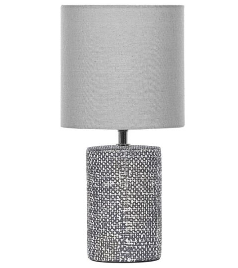 Lampen & Leuchten Beliani  | Tischlampe Grau 43 Cm Trommelform Ider