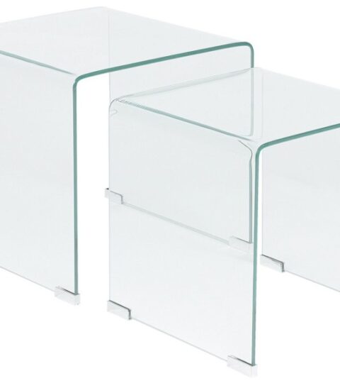 Tische Beliani  | Beistelltisch 2Er Set Glas Transparent Rechteckig Kendall