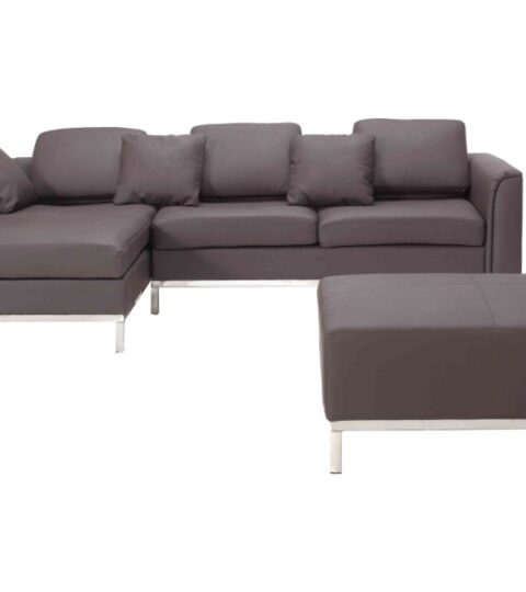 Sofas Beliani  | Right Hand Leather Corner Sofa With Ottoman Brown Oslo