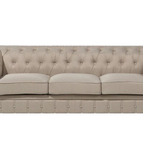 Sofas Beliani  | 3 Seater Fabric Sofa Beige Chesterfield Big