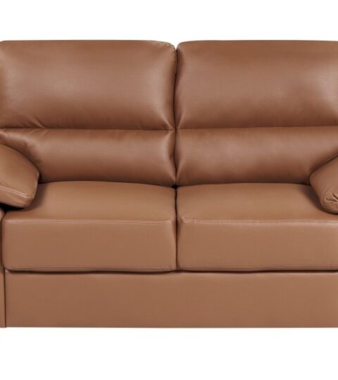 Sofas Beliani  | 2 Seater Faux Leather Sofa Golden Brown Vogar